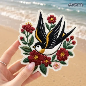 floral swallow bird patch