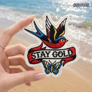 stay gold swallow bird patch