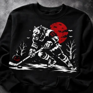 halloween werewolf hockey sweatshirt